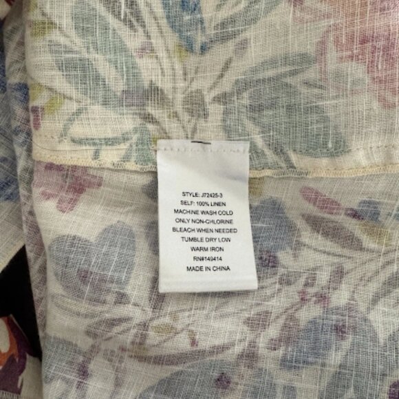 Johnny Was Seamed Linen Maxi Skirt Cream Multicolor Floral Print Evalon Size L - Picture 6 of 9